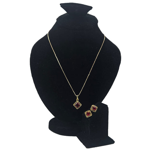 Garnet Glamour Green Stone jewellery Set - D82 - 4